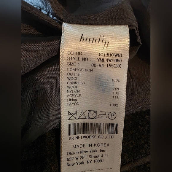 Hanii Y Wool Blend Cape Coat Brown Knit Overlay Funnel Collar Size 38 Small - Picture 12 of 12